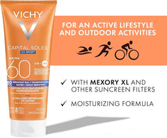 Vichy Water & Sweat Resistant Face & Body Sunscreen, Capital Soleil SPF 60 Ultra Light Travel Size 15ML
