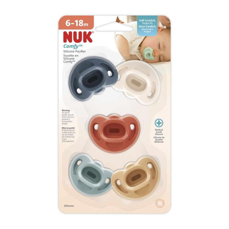 Nuk Comfy Neutrals Pacifier, Size 6-18m, 5Pk