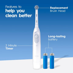 Oral-B Toothbrush, Pro 100 Gum Care, Battery Powered Toothbrush, White