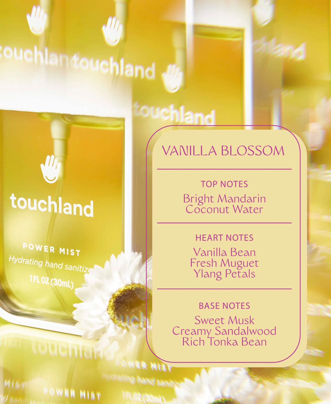 TouchLand Power Mist Vanilla Blossom - Hydrating Hand Sanitizer Mist